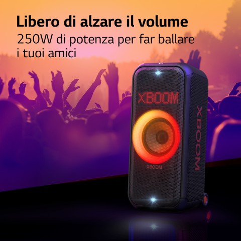 LG XBOOM XL7S, Party Speaker 250W, Woofer da 8'', Illuminazione, Karaoke, Maniglia, Black