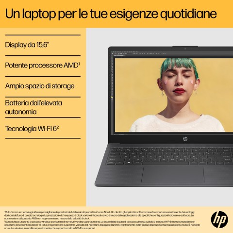 HP 15-fc0038nl AMD Ryzen™ 5 7520U Computer portatile 39,6 cm (15.6") Full HD 16 GB LPDDR5-SDRAM 512 GB SSD Wi-Fi 6 (802.11ax) Windows 11 Home Argento