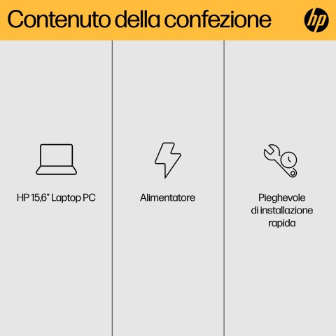 HP 15-fc0038nl AMD Ryzen™ 5 7520U Computer portatile 39,6 cm (15.6") Full HD 16 GB LPDDR5-SDRAM 512 GB SSD Wi-Fi 6 (802.11ax) Windows 11 Home Argento