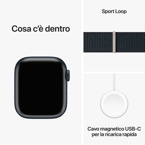 Apple Watch Series 9 GPS Cassa 41mm in Alluminio Mezzanotte con Cinturino Sport Loop Mezzanotte