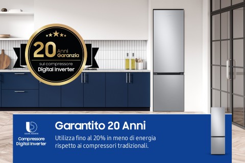 Samsung RB38C603DSA frigorifero Combinato EcoFlex AI Libera installazione con congelatore Wifi 2m 390 L Classe D, Inox