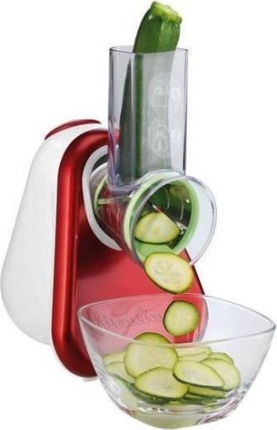 Moulinex Fresh Express DJ755G Affettatutto Grattugia Elettrico, 5 Funzioni di Taglio, 150 W, 1 Liter, 1 Decibel, plastica, Rosso