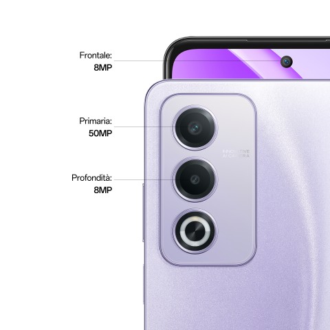 OPPO A80 5G Smartphone, AI Doppia Fotocamera 50+2MP, Selfie 8MP, Display 6.67” 120HZ LCD HD+, 5100mAh, RAM 16 GB (8+8) + ROM 256GB, IP54, [Versione Italia], Moonlight Purple