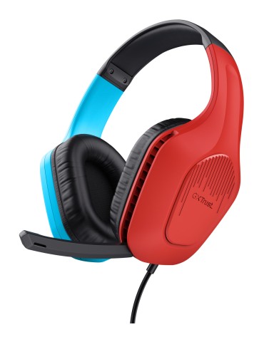 Trust GXT 416S Zirox Auricolare Cablato A Padiglione Gaming Nero, Ciano, Rosso