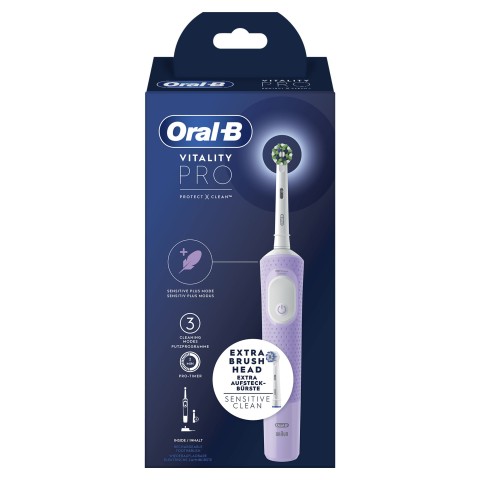 Oral-B Vitality Spazzolino Elettrico Ricaricabile Pro Viola, 2 Testine