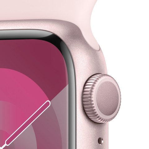 Apple Watch Series 9 GPS Cassa 41mm in Alluminio Rosa con Cinturino Sport Rosa Confetto - M/L