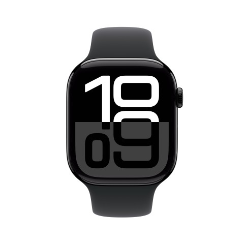 Apple Watch Series 10 Serie 10 GPS 46mm Cassa in Alluminio color Jet Black con Nero Sport Band - M/L