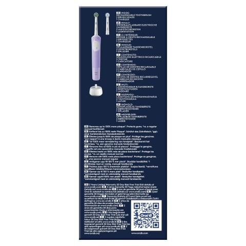 Oral-B Vitality Spazzolino Elettrico Ricaricabile Pro Viola, 2 Testine