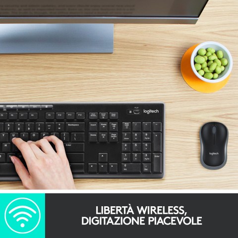 Logitech MK270 Combo Tastiera e Mouse Wireless per Windows, 2,4 GHz Wireless, Mouse Compatto, 8 Tasti Multimediali e di Scelta Rapida, Durata della Batteria 2 anni, per PC, Laptop