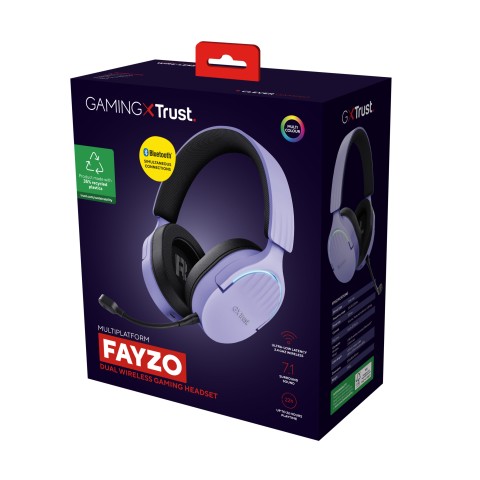 Trust GXT 491P FAYZO Auricolare Con cavo e senza cavo A Padiglione Giocare USB tipo A Bluetooth Nero, Viola