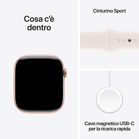 Apple Watch Series 10 Serie 10 GPS 46mm Cassa in Alluminio color Oro Rosa con Light Blush Sport Band - M/L