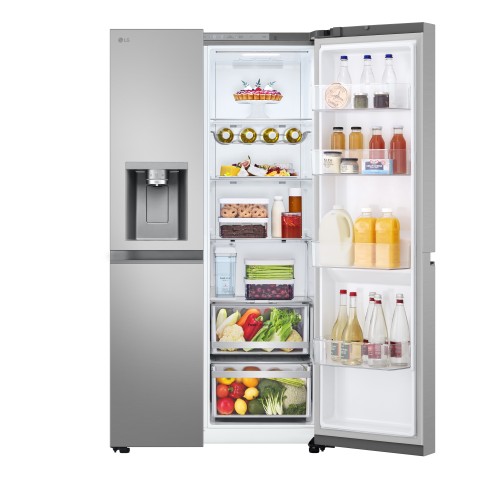 LG GSLE81PYBC Frigorifero Side-by-Side, Classe C, 628L, Wi-Fi, Dispenser senza allaccio, Total No Frost, Prime Silver