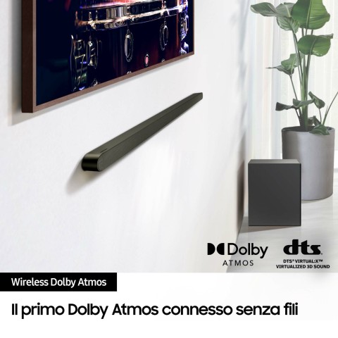 Samsung Soundbar HW-S700D/ZF Serie S, 7 Speaker, Wireless Dolby Atmos, Audio a 3.1 Canali, Q-Simphony, Compatibile con Alexa e Google Assistant, Black 2024