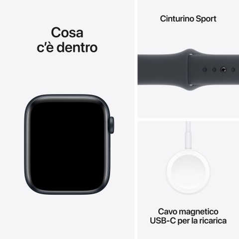 Apple Watch SE GPS 44mm Cassa Alluminio Mezzanotte con Mezzanotte Sport Band - M/L