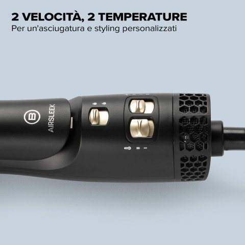 Bellissima Imetec AirSleek, Piastra lisciante 2in1, asciuga e crea un liscio naturale con l'aria, capelli protetti senza calore estremo, ionizzatore, rivestimento in ceramica e cheratina. 2 temperature