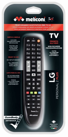 Meliconi Gumbody Personal 2 Plus telecomando IR Wireless TV Pulsanti