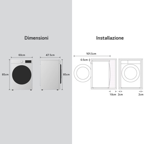 LG F2R3S09AIDD Lavatrice 9kg AI DD, Classe A-10%, 1200 giri, Motore Direct Drive