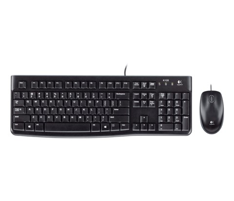 Logitech MK120 Combo Tastiera e Mouse con Filo per Windows, Mouse Ottico Cablato, Tastiera di Dimensioni Standard, USB Plug-and-Play, Compatibile con PC, Laptop