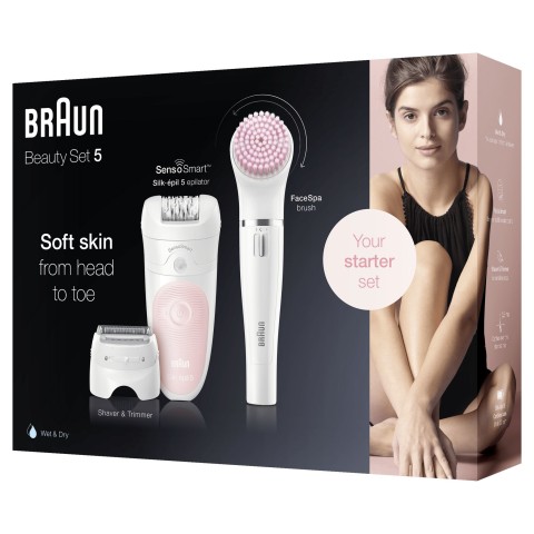 Braun Silk-épil 5 Wet&Dry Silk-épil 5 5-875 Beauty Set Per Le Prime Epilazioni 4-In-1 Wet&Dry Senza Fili – Epilatore Donna, Rasoio, Rifinitore, Kit Pulizia Viso