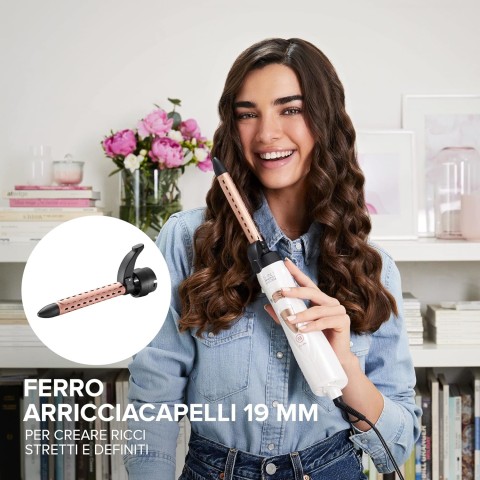 Bellissima Imetec GH18 1100 Modellatore Ad Aria, Rivestimento Spazzole In Ceramica, 5 Accessori Per Realizzare Capelli Lisci E Luminosi, A Onde Morbide O Ricci Stretti, 1000 W