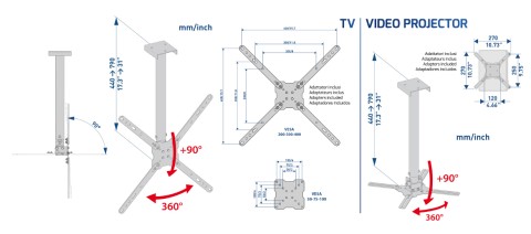 Meliconi 400CE supporto da soffitto per TV e videoproiettore