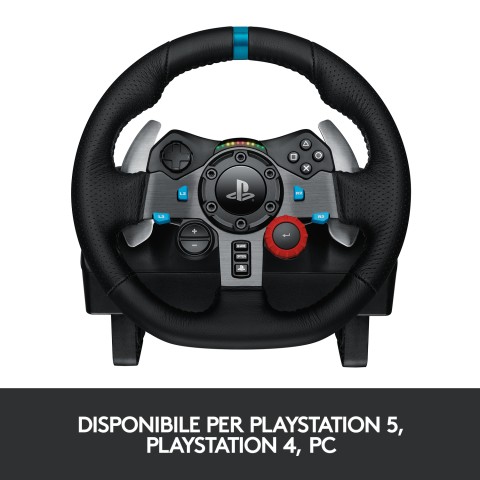 Logitech G Logitech G29 Driving Force Racing Wheel Volante da Corsa, Pedali Regolabili, Ritorno di Forza Reale, Comandi Cambio in Acciaio Inossidabile, Volante in Pelle, Presa EU, per PS5, PS4, PC, Mac - Nero