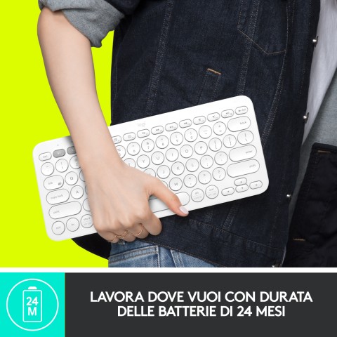 Logitech K380 Multi-Device Tastiera Bluetooth Wireless, Design Easy-Switch, Sottile, Portatile, 2 Anni di Batteria, Funziona con PC, Laptop, Windows, Mac, Android, iPad OS, Apple TV