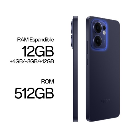 OPPO Reno13 FS 5G AI Smartphone, Tripla fotocamera 50+8+2MP, Selfie 32MP, Display 6.67” 120HZ AMOLED FHD+, 5800mAh, RAM 12GB(Esp4GB/8GB/12GB)+ROM 512GB, [Versione Italia], Luminous Blue