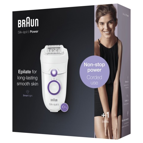 Braun Silk-épil 5 -505 Power Epilatore Donna Per Primi Utilizzi Epilazione Delicata Con Filo Per Un’Alimentazione Senza Interruzioni,