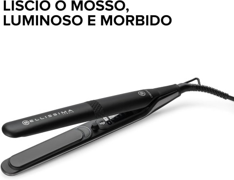 Bellissima Imetec Piastra Creativity, Capelli Lisci o Mossi, Rivestimento Ceramica Diamond, 5 Temperature 150/230°C, funzione Memory, Calore Costante, Riscaldamento Rapido