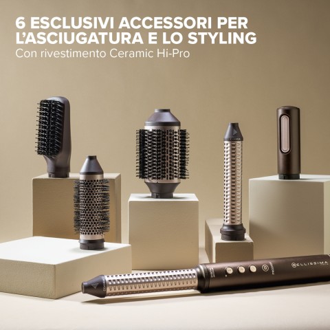 Bellissima Imetec Prodigy | Styler Digitale ad aria calda 6 in 1 - Onde, Ricci, Liscio Volume Senza Danni ai Capelli - Tecnologia Ion-Ceramic HI-Pro - Tecnologia Coanda - Controllo del Calore