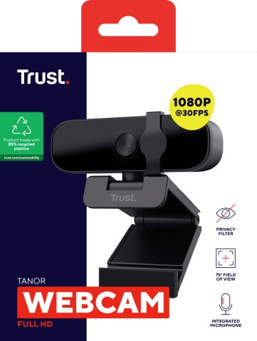 Trust Tanor webcam 1920 x 1080 Pixel USB Nero