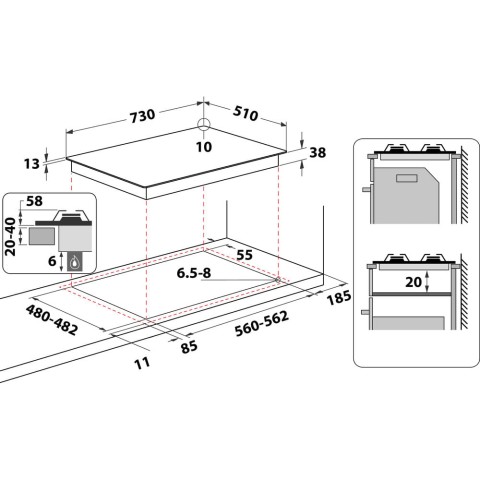 Indesit Piano cottura a gas THP 752 IX/I - THP 752 IX/I