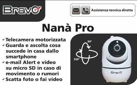 BRAVO TELECAMERA NANA PRO MOTORIZ IP CAM MOTOR. DA INT. IR WIFI 1080P