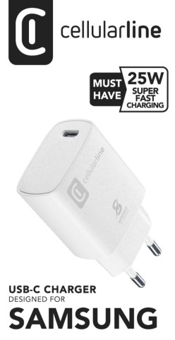 Cellularline SUPER FAST CHARGER KIT PD 25W Caricabatterie da rete USB-C 25W in micropack