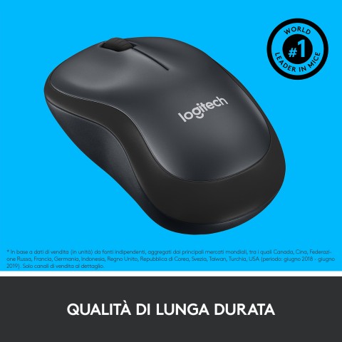 Logitech M220 SILENT Mouse Wireless, 2,4 GHz con Ricevitore USB, Tracciamento Ottico 1000 DPI, Durata Batteria di 18 Mesi, Ambidestro, Compatibile con PC, Mac, Laptop