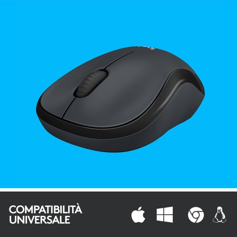 Logitech M220 SILENT Mouse Wireless, 2,4 GHz con Ricevitore USB, Tracciamento Ottico 1000 DPI, Durata Batteria di 18 Mesi, Ambidestro, Compatibile con PC, Mac, Laptop