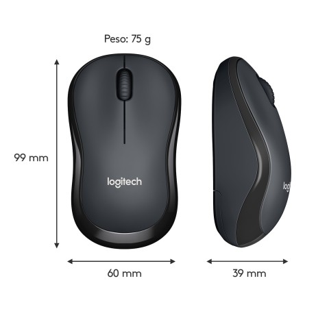 Logitech M220 SILENT Mouse Wireless, 2,4 GHz con Ricevitore USB, Tracciamento Ottico 1000 DPI, Durata Batteria di 18 Mesi, Ambidestro, Compatibile con PC, Mac, Laptop