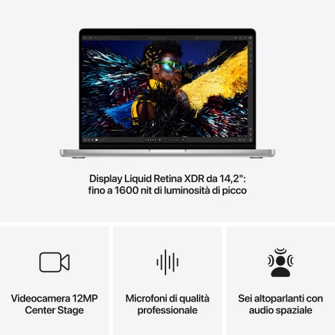 Apple MacBook Pro 14": Chip M4 con cpu 10 core e gpu 10 core, 512GB SSD - Argento