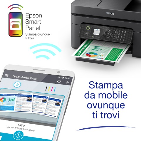 Epson WorkForce WF-2930DWF stampante multifunzione A4 getto d'inchiostro (stampa, scansione, copia), display LCD 3.7cm, ADF, WiFi Direct, 3 mesi di inchiostro incluso con ReadyPrint