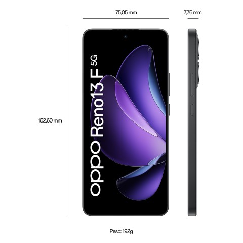 OPPO Reno13 F 5G AI Smartphone, Tripla fotocamera 50+8+2MP, Selfie 32MP, Display 6.67” 120HZ AMOLED FHD+, 5800mAh, RAM 8GB(Esp4GB/6GB/8GB)+ROM 256GB, [Versione Italia], Graphite Grey