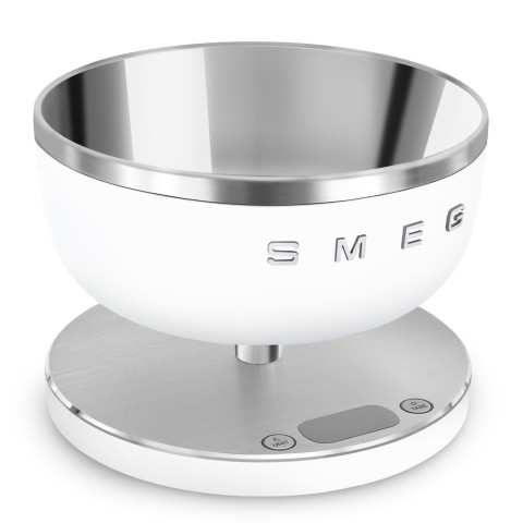 Smeg KSC01WHMWW bilancia da cucina Acciaio inox, Bianco Superficie piana Rotondo Bilancia da cucina elettronica