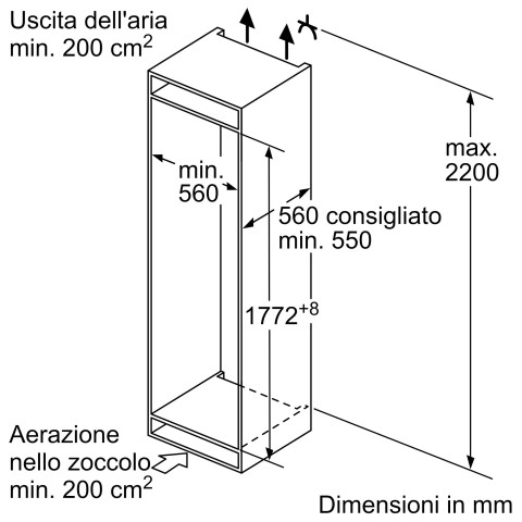 Bosch Serie 2 KIN86NSE0 frigorifero con congelatore Da incasso 260 L E Bianco