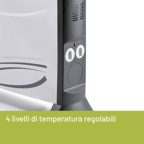 Imetec Eco Rapid, Stufa Elettrica 2000 W, Tecnologia a Basso Consumo Energetico, Termoconvettore 4 Temperature, Termostato Ambiente, Silenzioso