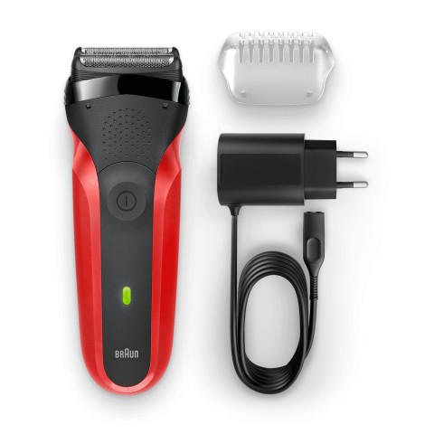 Braun Series 3 300s Rasoio Elettrico Ricaricabile, Rasoio Da Barba Per Uomo, Rosso