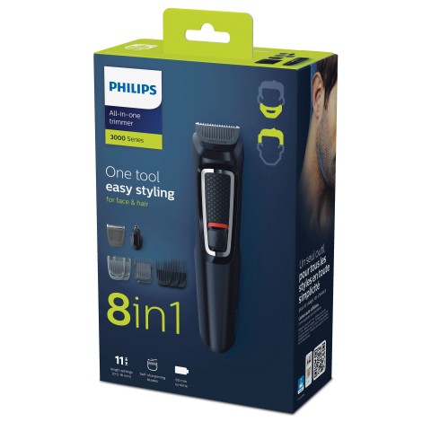 Philips MULTIGROOM Series 3000 8 accessori 8-in-1, barba e capelli