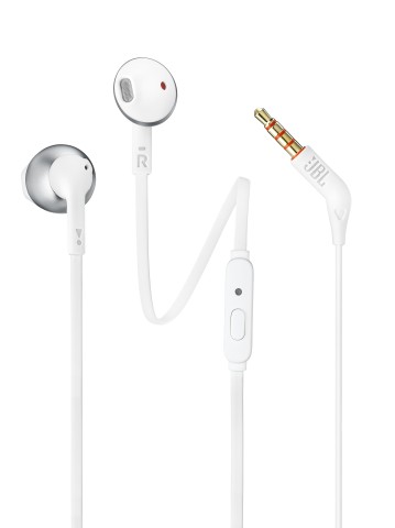 JBL Tune 205 Auricolare Cablato In-ear Musica e Chiamate Cromo, Bianco