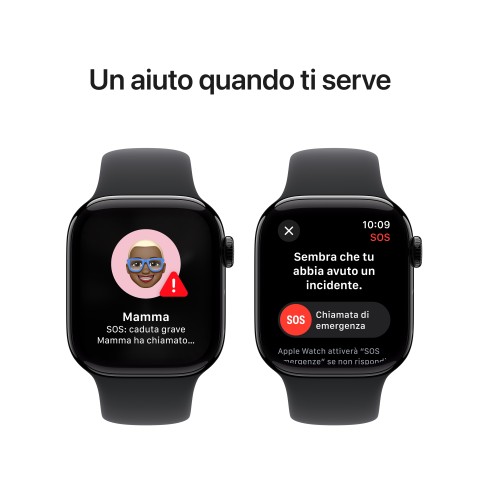 Apple Watch Series 10 Serie 10 GPS 42mm Cassa in Alluminio color Jet Black con Nero Sport Band - M/L