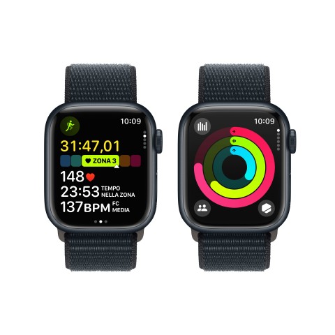 Apple Watch Series 9 GPS Cassa 41mm in Alluminio Mezzanotte con Cinturino Sport Loop Mezzanotte