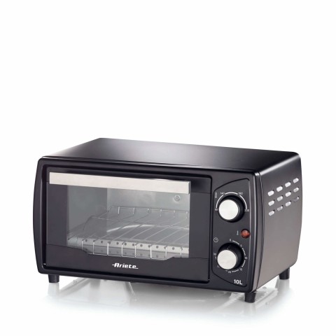 Ariete 3920 Forno elettrico, 1000W, Capacità 10L, Timer 30 minuti, Temperatura Max 230°C, Doppio vetro, Griglia acciaio inox, Nero